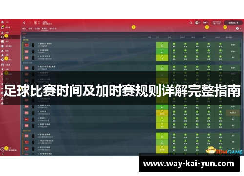 足球比赛时间及加时赛规则详解完整指南