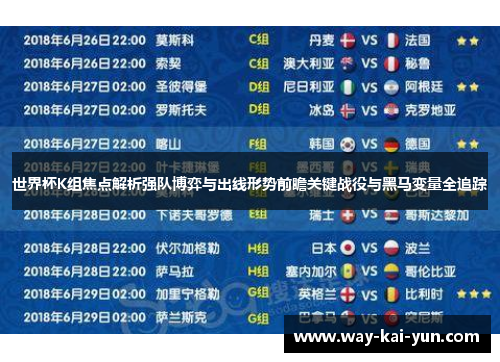 世界杯K组焦点解析强队博弈与出线形势前瞻关键战役与黑马变量全追踪